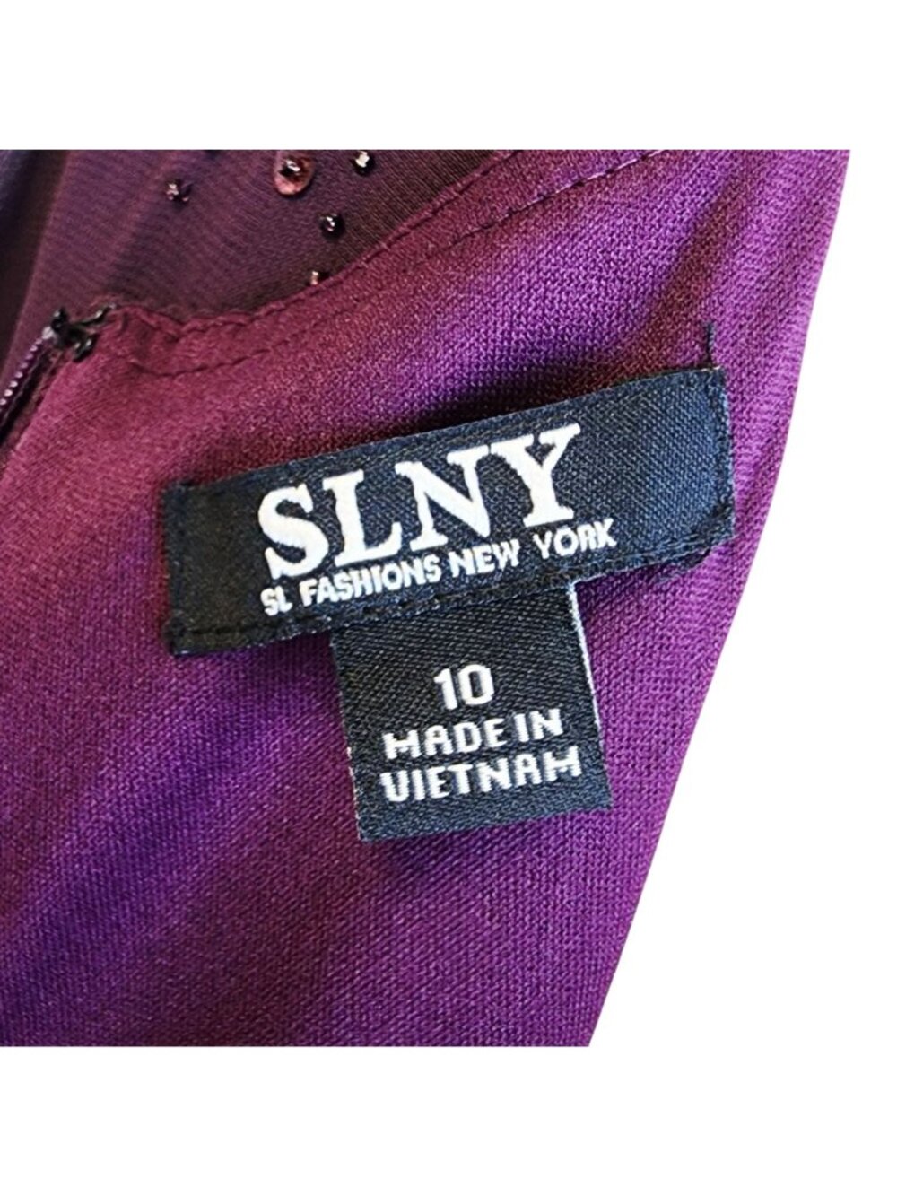 SLNY Deep Purple Beaded Capelet Lace Gown dress Size 10 MSRP $159.00 - Picture 7 of 8